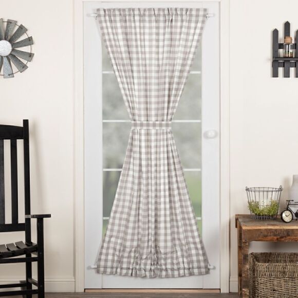 Farmhouse Grey Buffalo Plaid Checked Door Panel 72x40 Country Cottagecore New - Picture 1 of 3